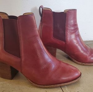 Madewell Ryan Red Leather Ankle Boots Size 8.5